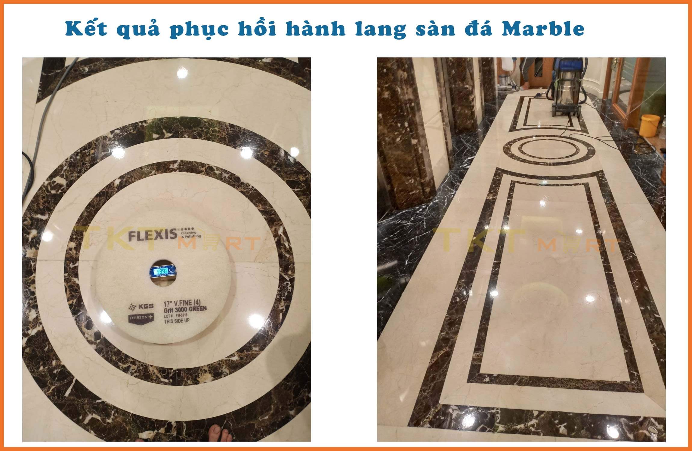 Hình ảnh: Phục hồi sàn Marble hành lang công ty Đất Xanh