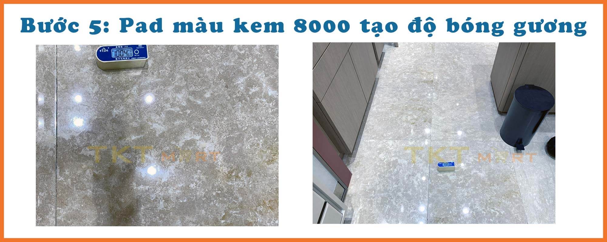 Hình ảnh: Pad màu kem 8000 tạo bóng gương, siêu bóng cho sàn đá Marble