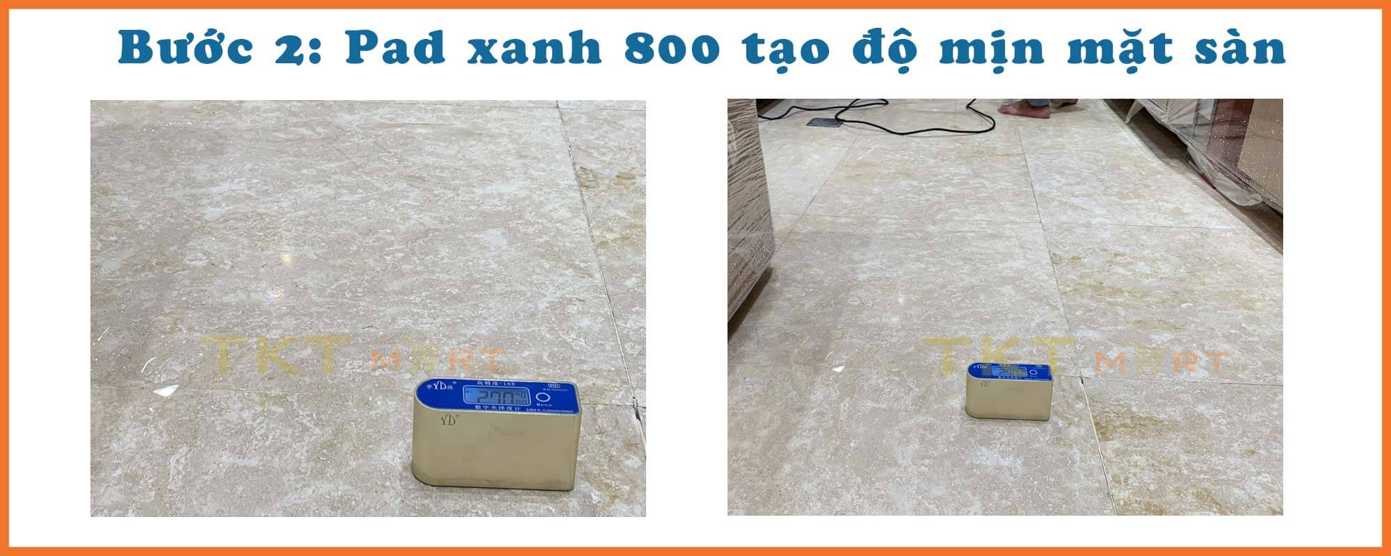 Hình ảnh: Pad xanh 800 tạo độ mịn tối đa cho sàn Marble