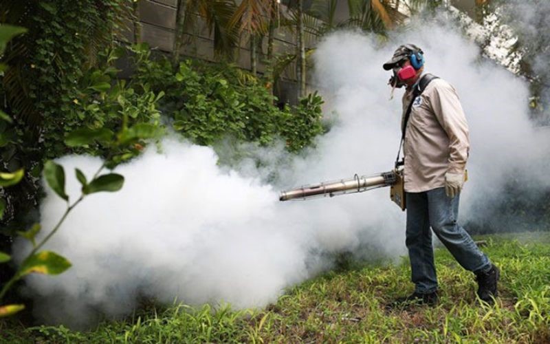 Hình ảnh: Vệ sinh vườn tược bằng máy phun khói diệt côn trùng