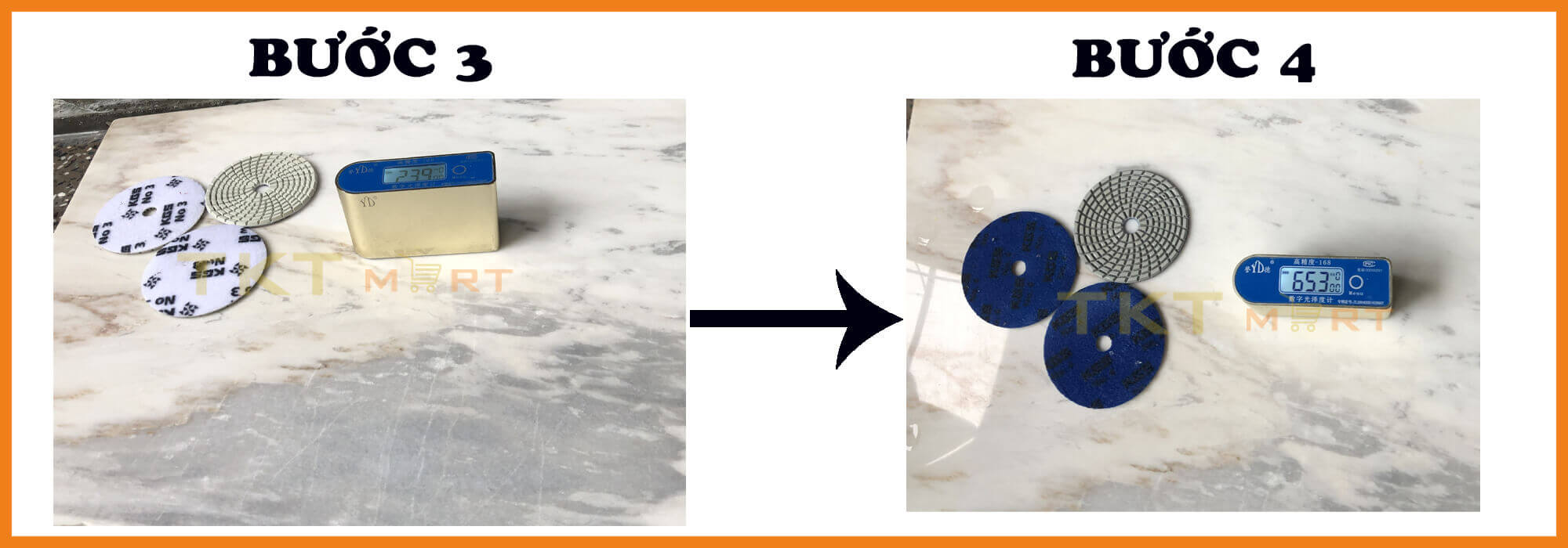 Hình ảnh đĩa mài số 3, 4 tạo độ bóng nhẹ  cho sàn đá Marble