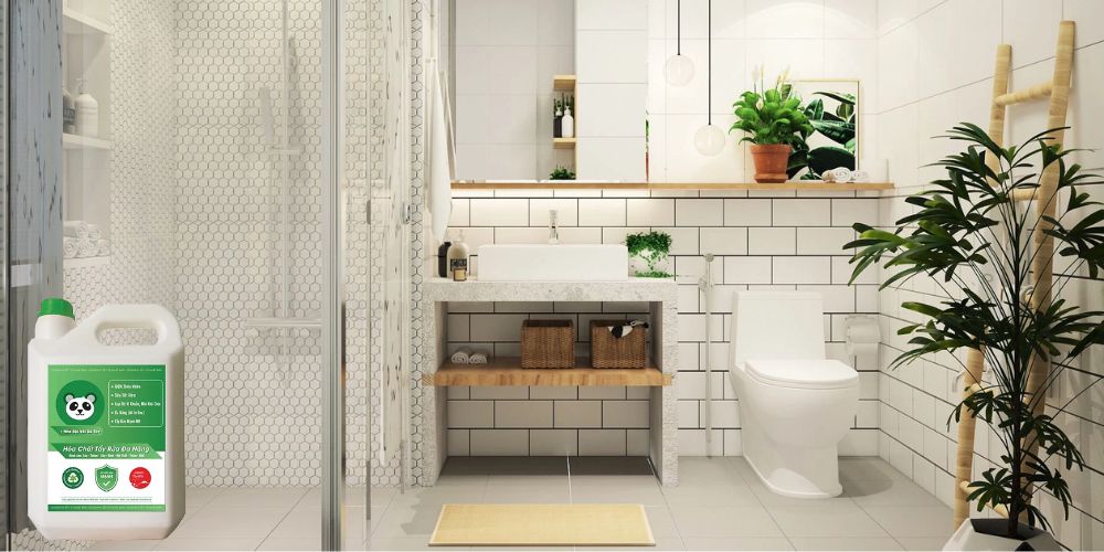 Tẩy rửa các vật dụng kính nhà vệ sinh bằng nước tẩy rửa nhà tắm của Nhật