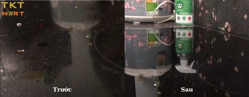Hình ảnh: Bề mặt bếp trước và sau khi làm sạch bởi hóa chất tẩy rửa đa năng