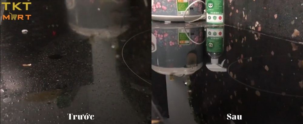 Hình ảnh bếp điện trước và sau khi sử dụng hóa chất tẩy rửa đa năng Ecosophy