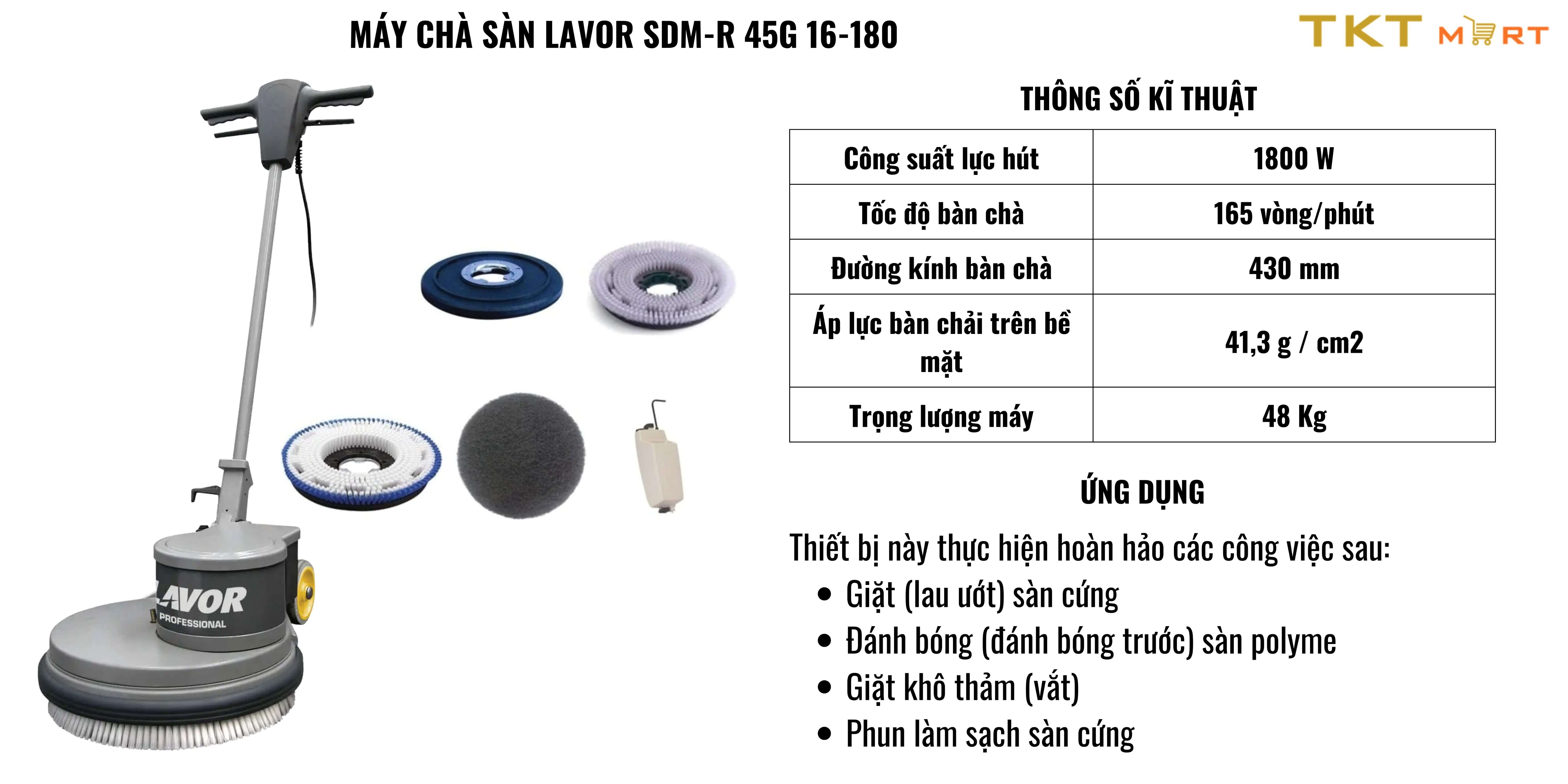 Máy chà sàn đơn LAVOR SDM-R 45G 16-180